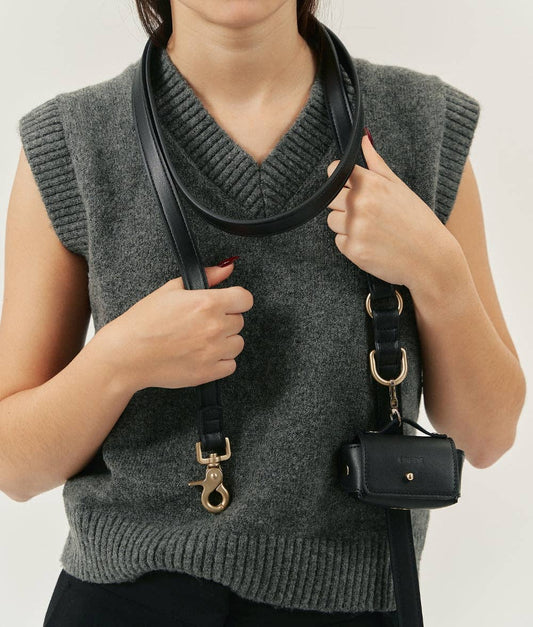 Vegansk læder, hundepose taske, sort