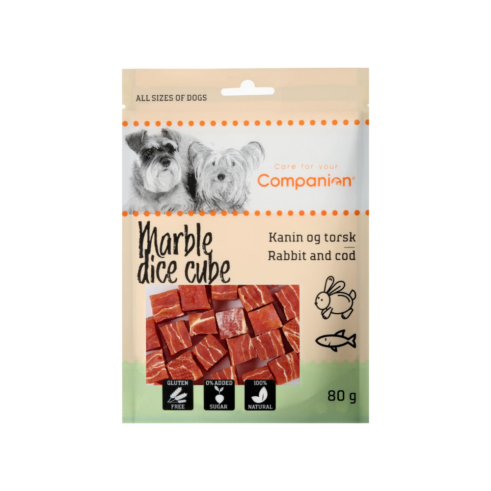 Companion Marble dice cube - kanin og torsk