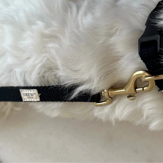 Justerbar hundesnor af bomuld - sort