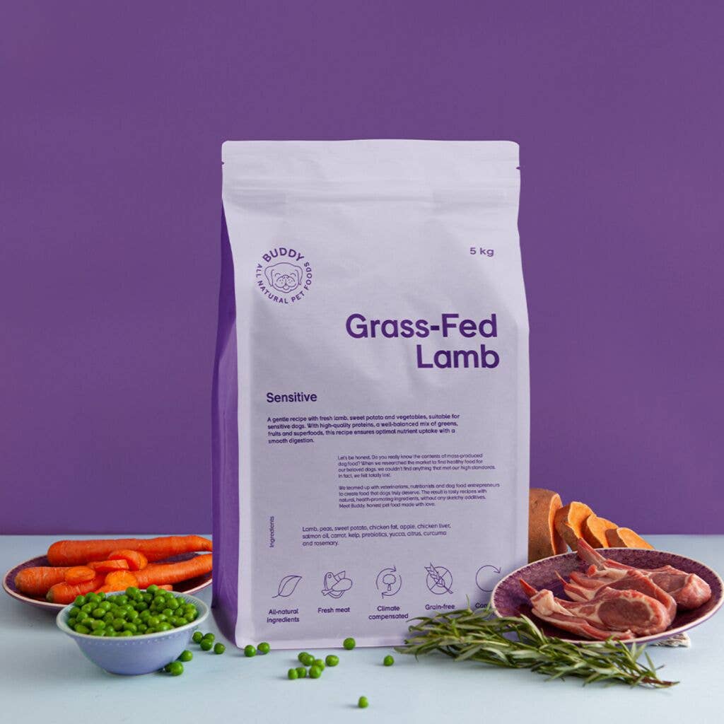 100% naturlig Hundetørfoder med græsfodret lam - monoprotein til sarte maver
