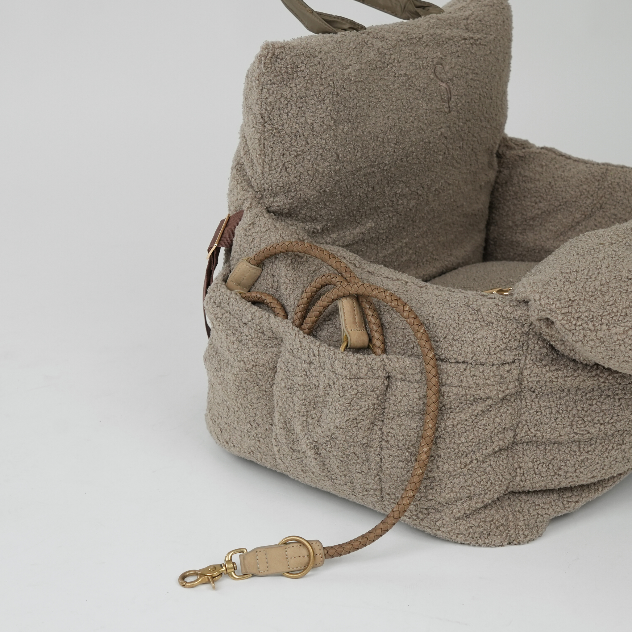 Lara bilsæde - beige teddy