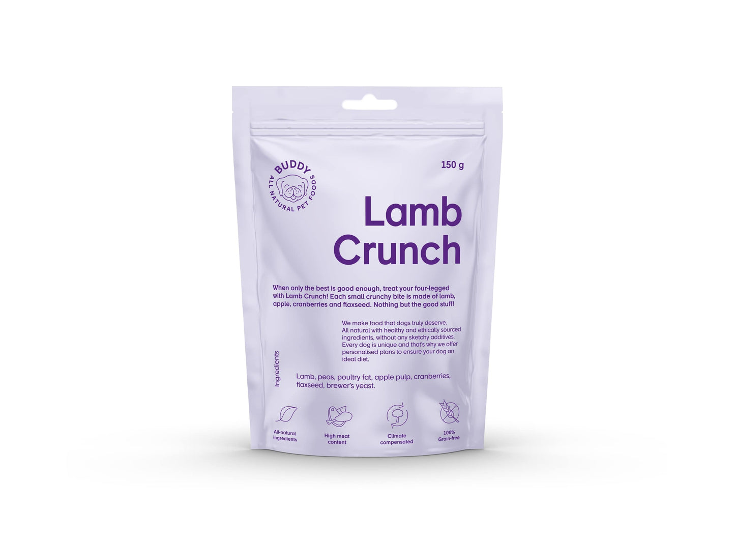 Crunchy snack med lam og tranebær - 150 g
