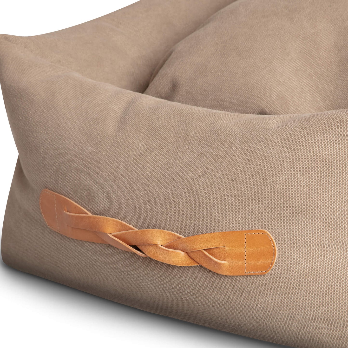 Denjo Dogs - Classic nest, Sand Beige med læderdetaljer