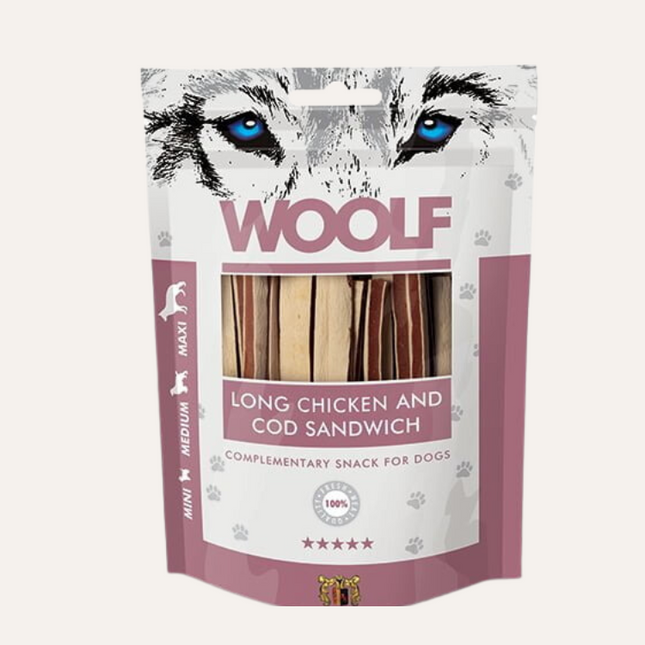 Wolf chicken & cod sandwich long, 100g