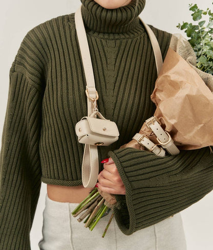 Vegansk læderhalsbånd, beige