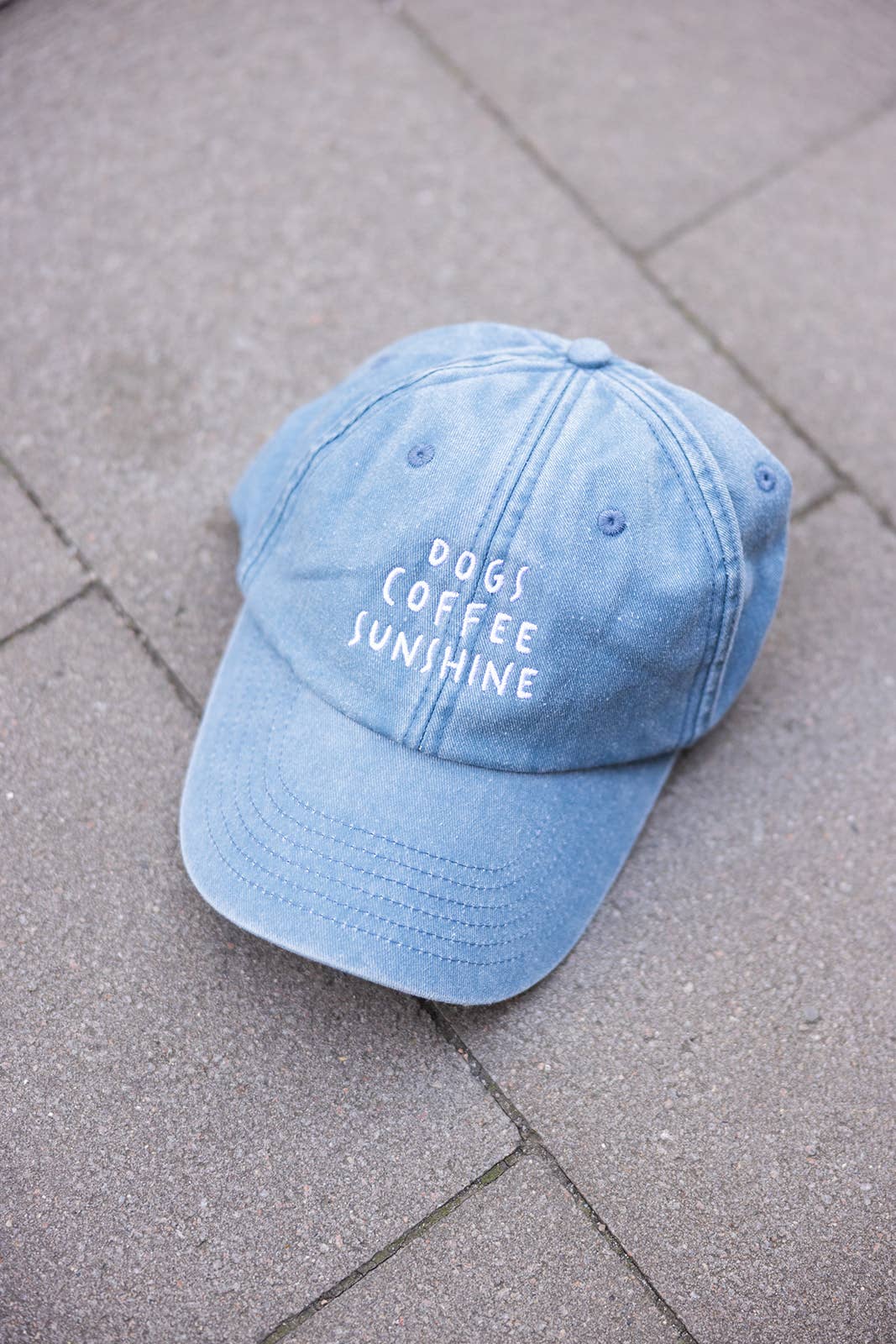 Denimcap - "Dog, coffee, Sunshine"