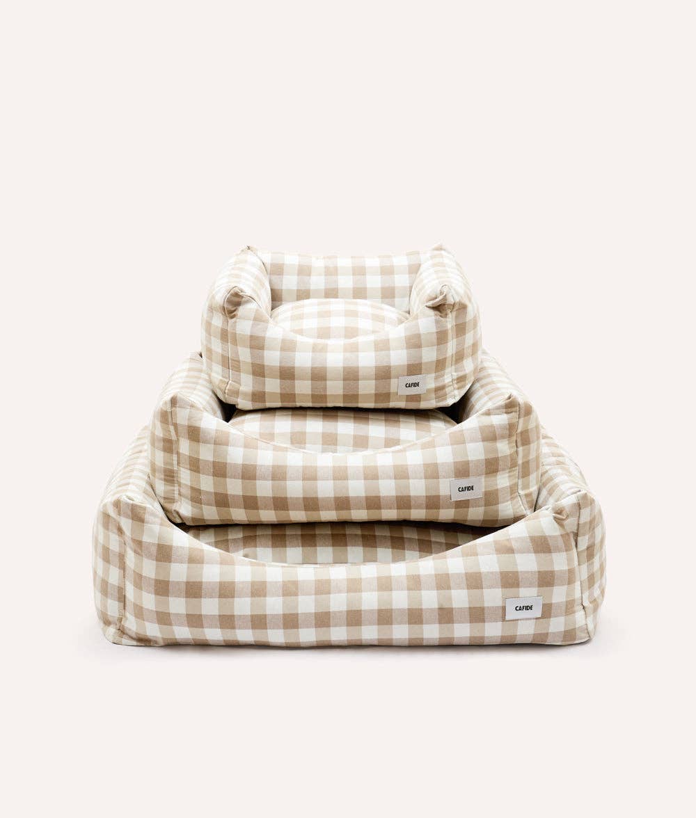 Cafide - Snozy hundeseng - beige vichy