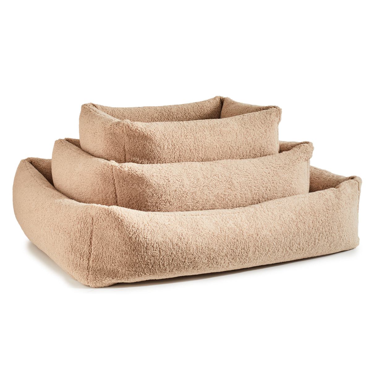 Klassisk hundeseng - beige teddy betræk