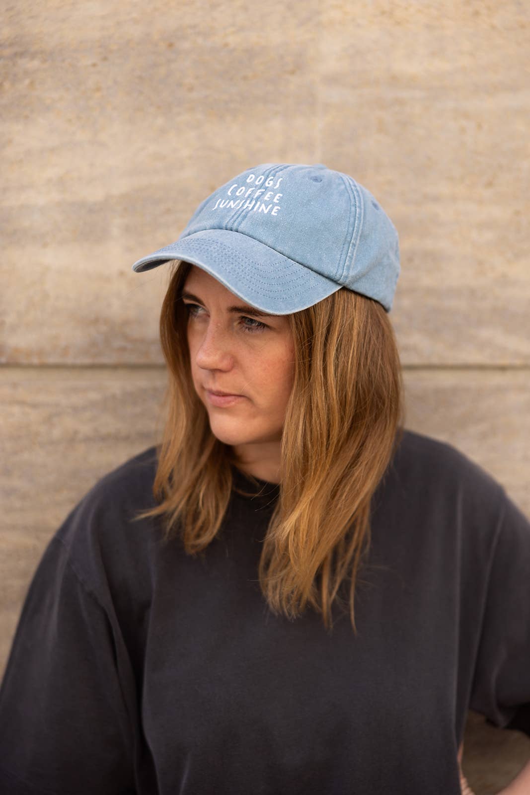 Denimcap - "Dog, coffee, Sunshine"