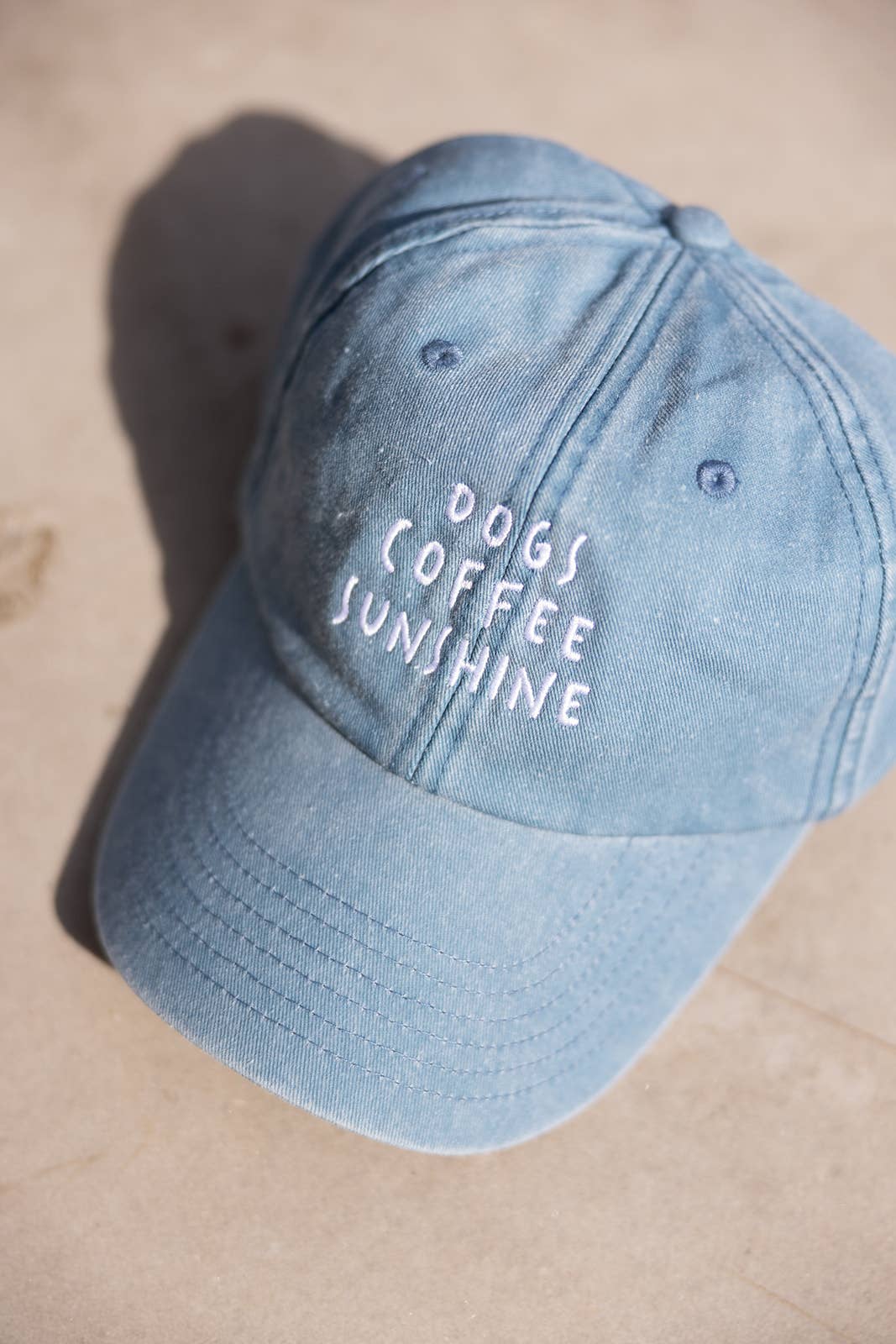 Denimcap - "Dog, coffee, Sunshine"