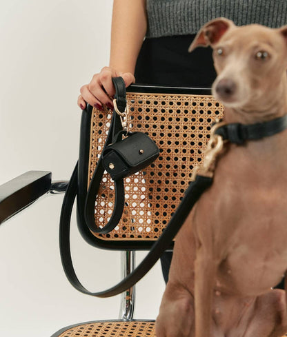 Vegansk læder, hundepose taske, sort