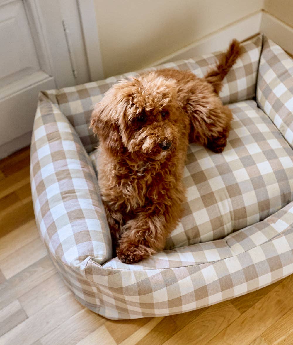 Cafide - Snozy hundeseng - beige vichy