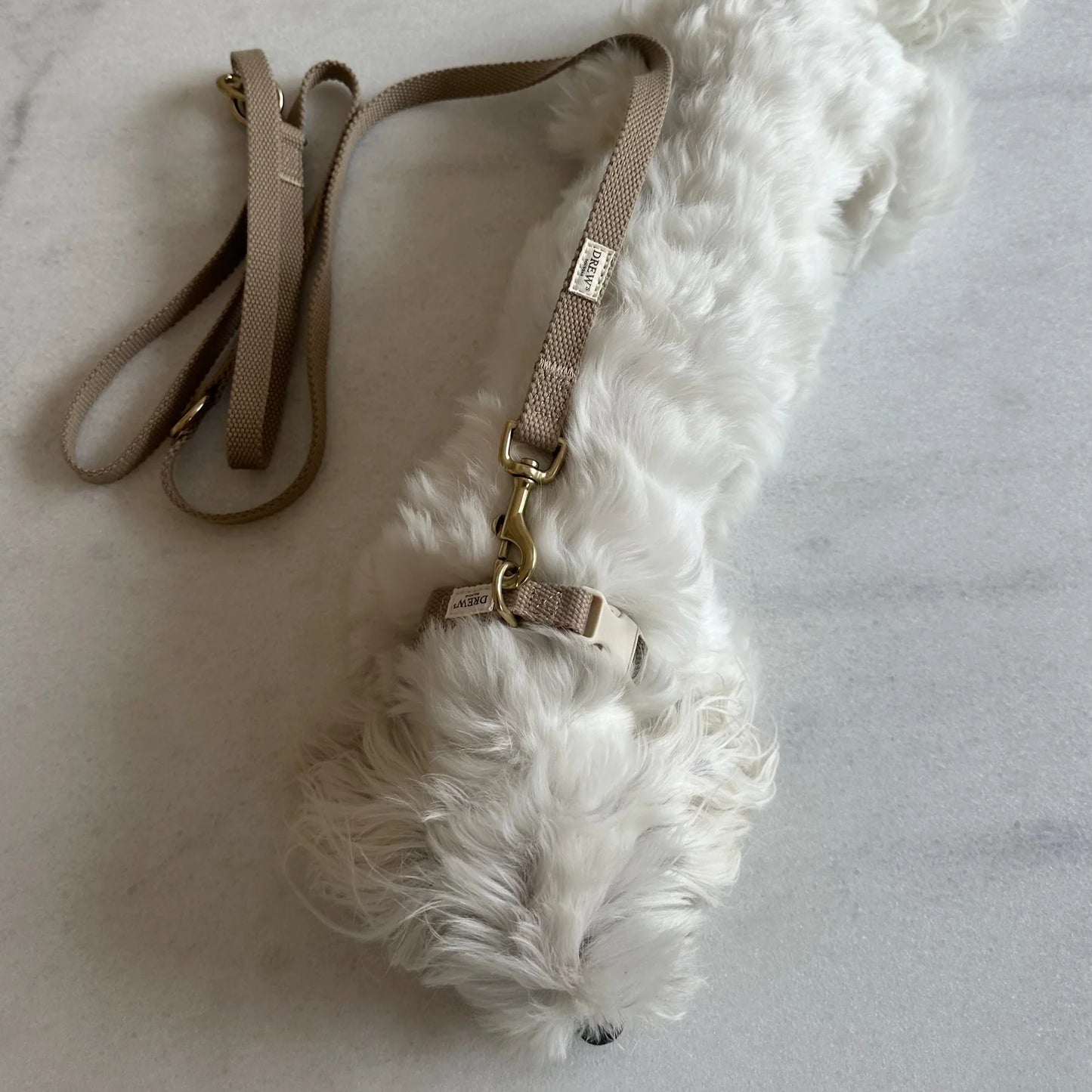 Justerbar hundesnor af bomuld - beige