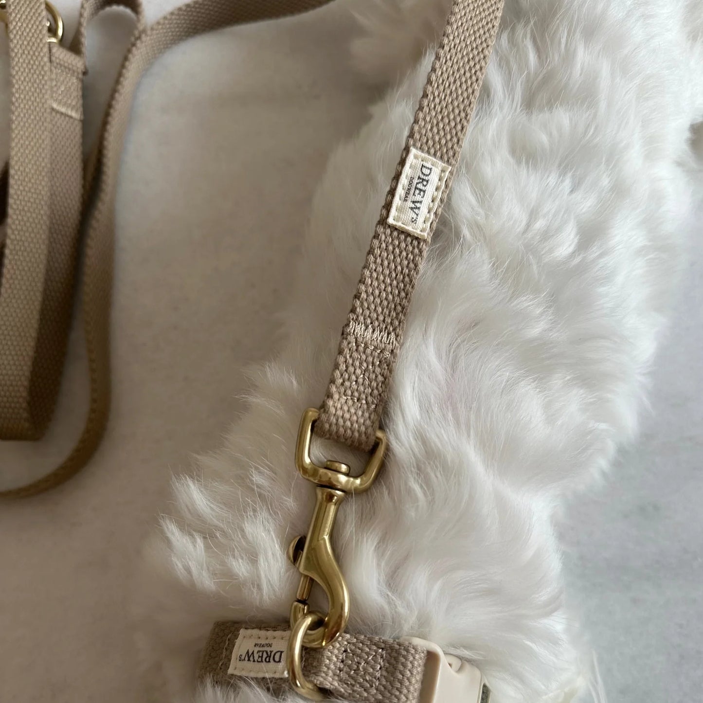 Justerbar hundesnor af bomuld - beige