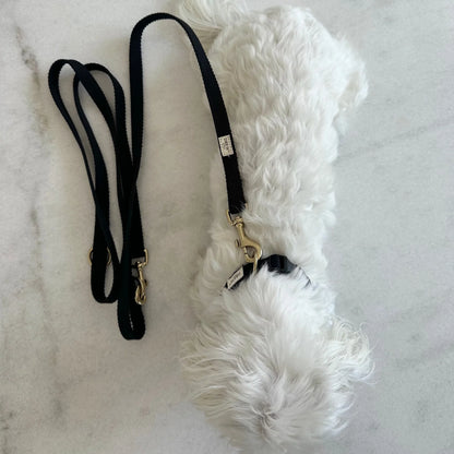 Justerbar hundesnor af bomuld - sort