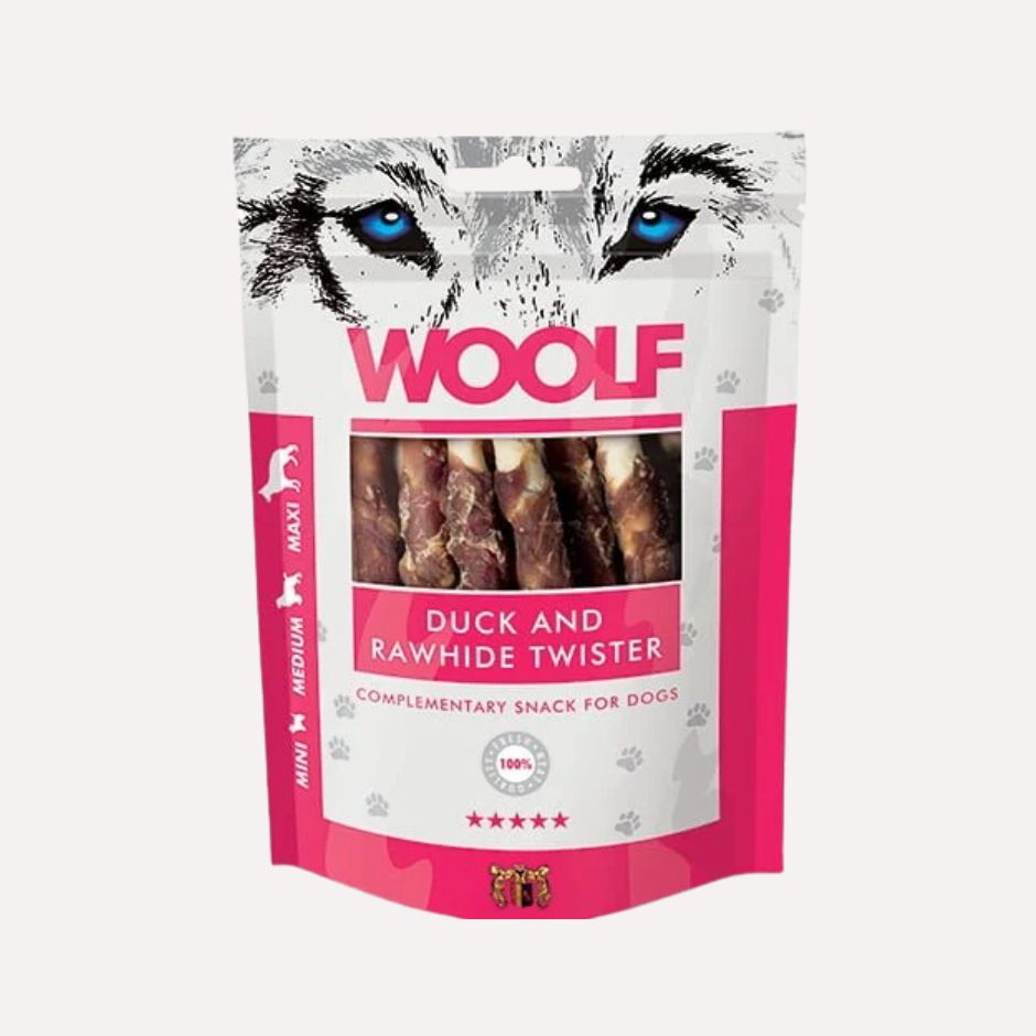Woolf Duck And Rawhide Twister, 100g