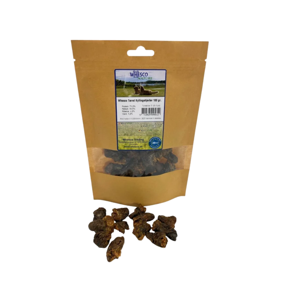 Whesco // 100% tørret kyllinghjerter // 100 gram