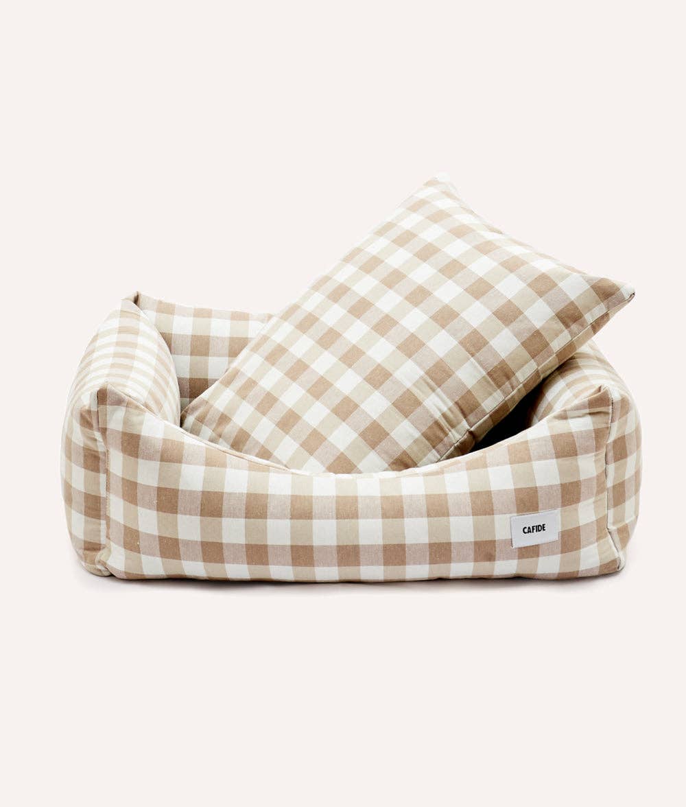 Cafide - Snozy hundeseng - beige vichy