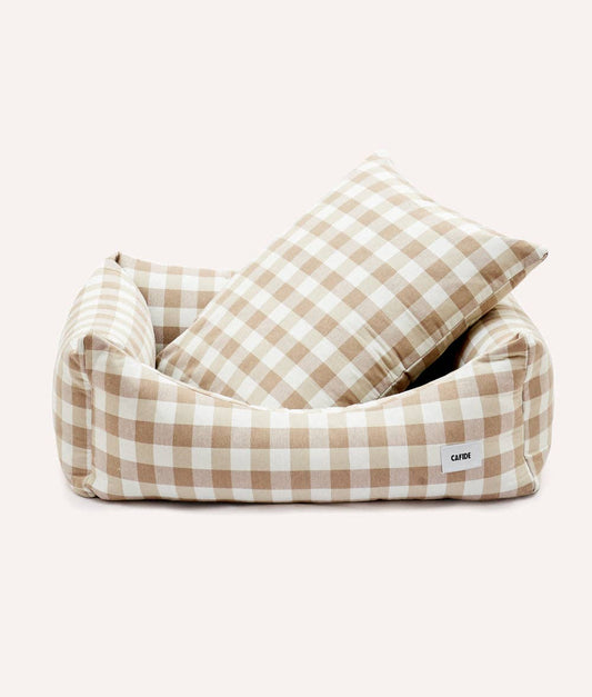 Cafide - Snozy hundeseng - beige vichy