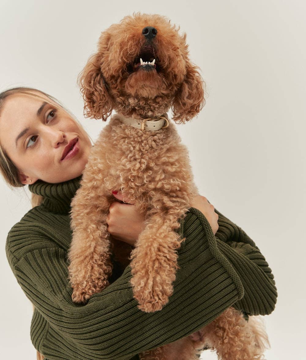 Vegansk læderhalsbånd, beige