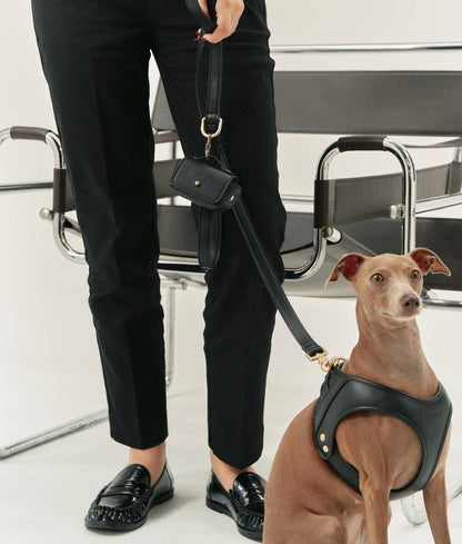 Vegansk læder, hundepose taske, sort