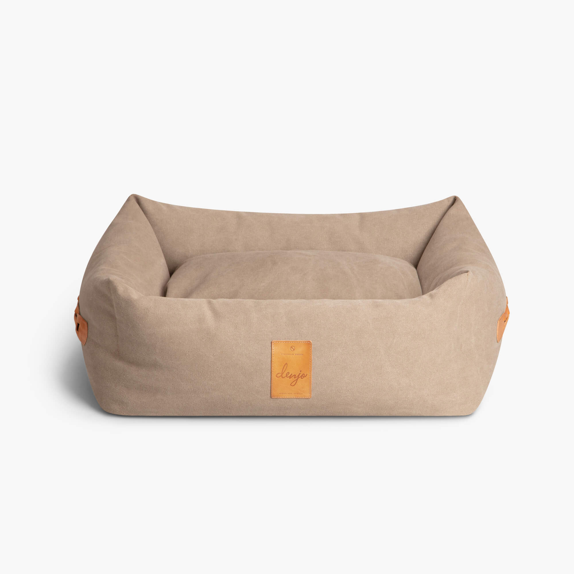 Denjo Dogs - Classic nest, Sand Beige med læderdetaljer
